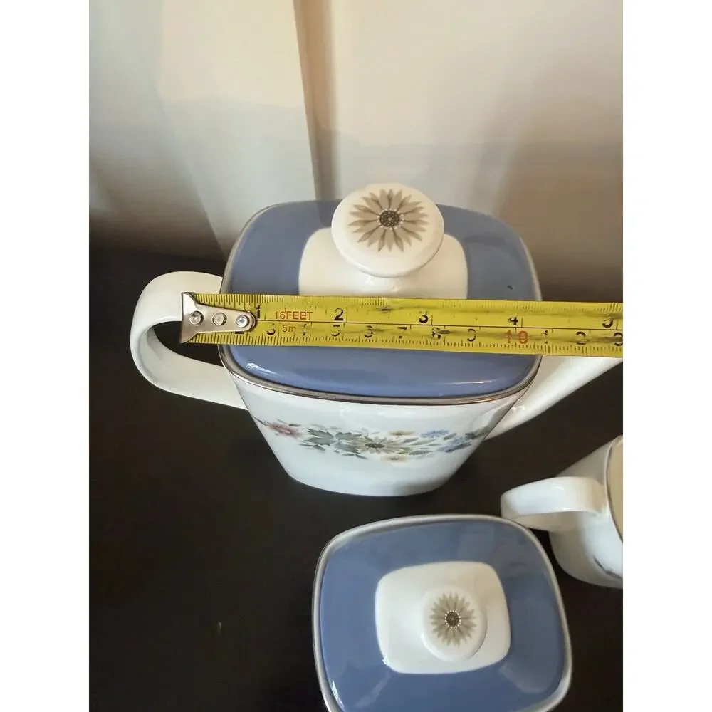 Royal Doulton Pastorale Tea Set of Teapot Creamer and Sugar Bowl with LId